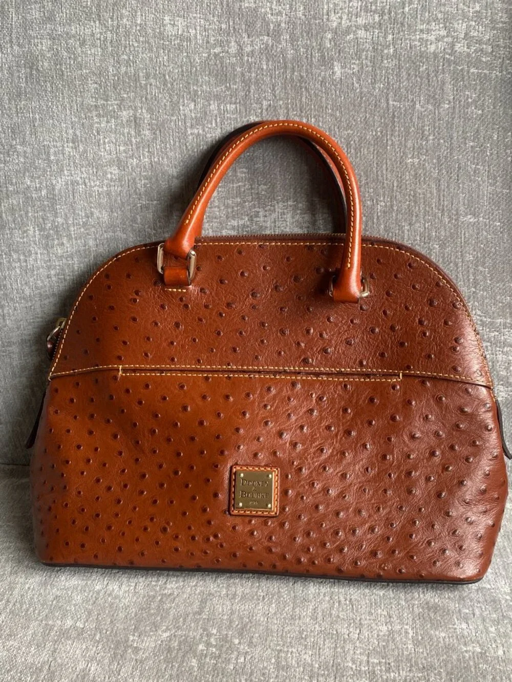 Dooney & Bourke Ostrich Embossed Leather Domed Zipped Satchel